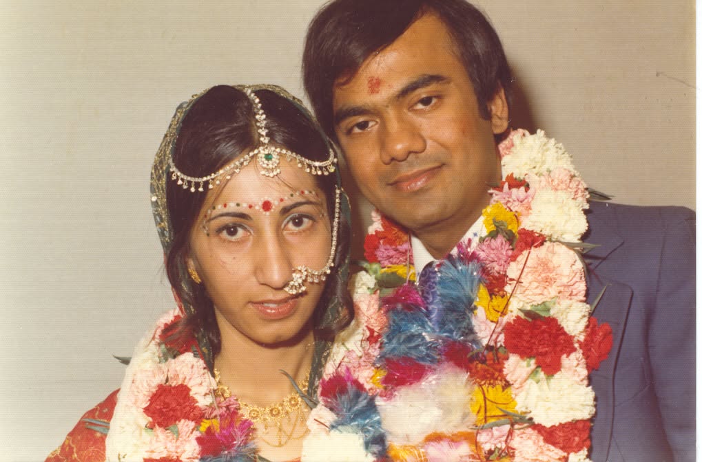 Niru and Mukesh on their wedding day